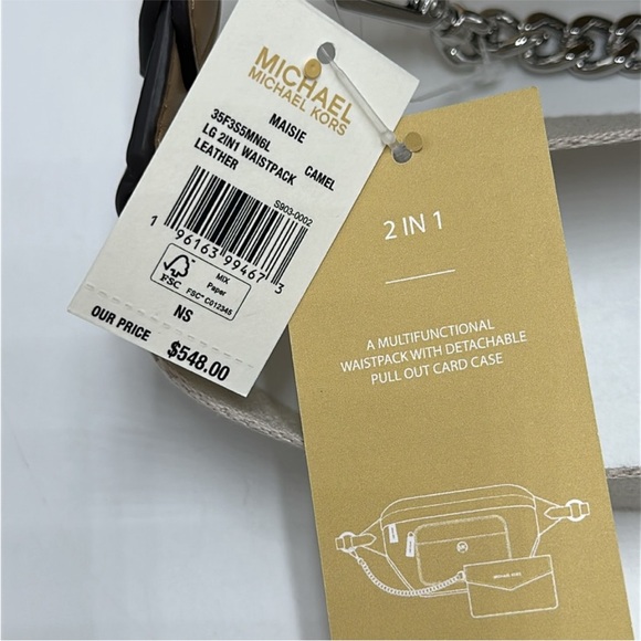 Michael Kors Maisie Lg Pebbled Leather 2-in-1 Sling Pack Fanny Pack Waist Belt - Picture 8 of 16